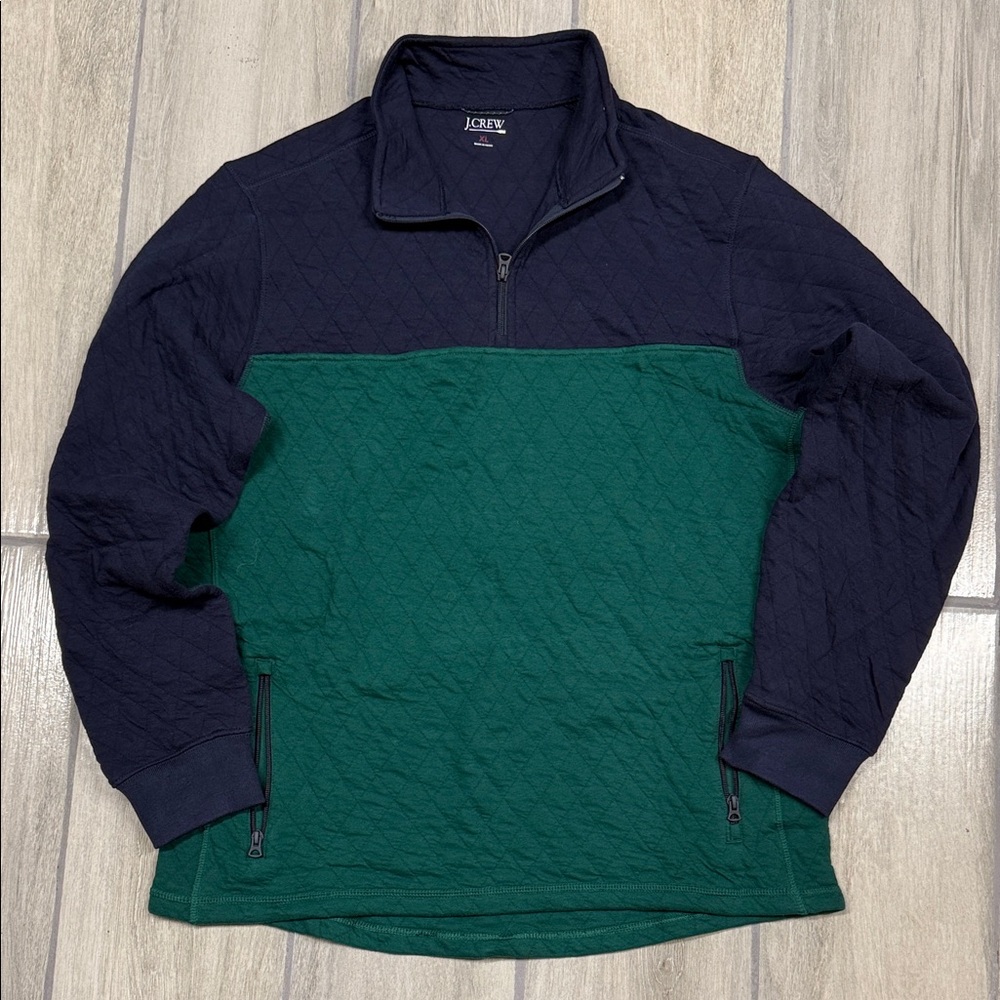 J.Crew Two-Tone Quilted Half-Zip Pullover